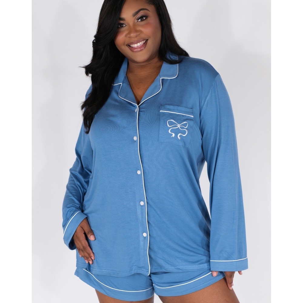 In My Sundays Something Blue Long Sleeve & Shorts Pajama Set Blue 3XL New W/ Tag